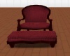 Burgundy Chair and Stool