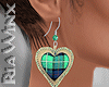 Green Plaid Heart Earrng