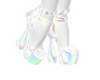 white holo heels
