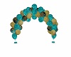 Teal/gold balloon arch