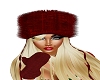 Red fur hat w/ bld hair