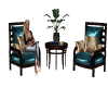 Blue Brown Chat Chairs