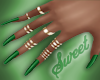 Green Long Nails n Rings