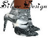 Silver Flower Heel Boots