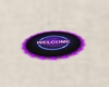 Purple round welcome rug