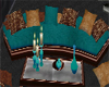 Teal sofa set with poses