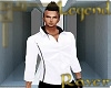 white shirt black colar