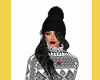 KNITTED HAT W HAIR BLK