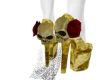 gold skull rose shoes