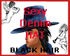 Sexy Denim Hat w Black H