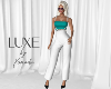 LUXE Pant Fit Wht Teal