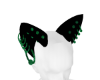 Black Cat Ear Green Glit