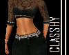 [C]Black Lace Denim Set