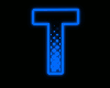 Blue T Neon Letter