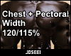 Chest+Pec Width 120/115%