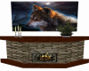 wolf fireplace