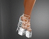 silver white strap heels