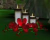 candle n red roses
