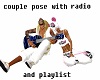 couple pose with radio