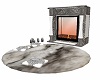 Silver fireplace and rug