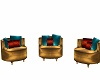 ~LL~SET OF 3 GOLD CHAIRS
