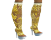 {S} Gold Lace Boots