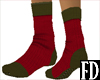 Olive Red Knit Socks