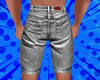 short silver denim