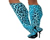 Teal Leopard Print Boots