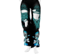 blk teal baggy floral