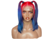 red and blue wig