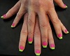 pink & green nails 