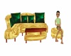 GOLD AND GREEN POSE SOFA