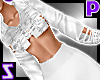 Cutout Denim Crop/ White