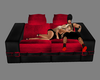 red & blk couch w/poses