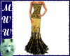 Blk/Gld Feather Gown