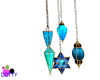 blue hanging lamps