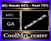 AC  Hands 80% - Feet 70%