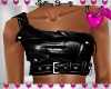 Blk Leather Cropped Top