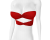 Red strapless top.