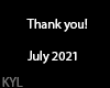 Thank you! July 2021