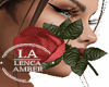 Red rose in mouth