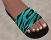 Teal Tiger Stripe Sandals 4 (M)