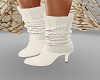 Knit Leather White Boot