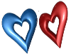 Blue and Red 3D Hearts