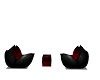black/red lovers chairs