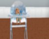 Blue and white highchair
