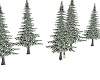 10 SNOWY PINE TREES