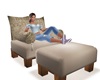 Beige Chair w/ Ottoman
