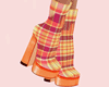 Plaid Orange Boots